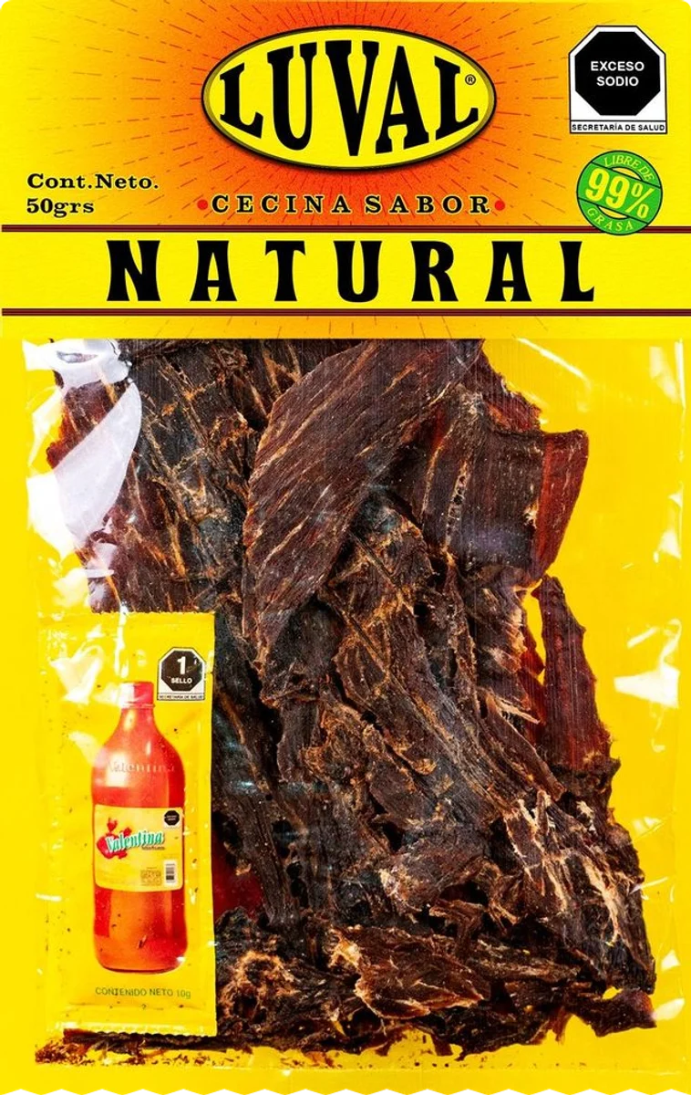 Empaque de cecina sabor Natural, 50 g